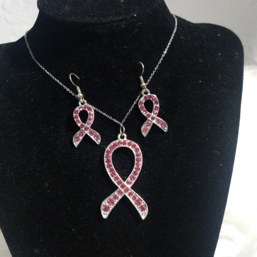 Cancer awareness necklace set.